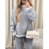 imageFlygo Sweater Sets Women 2 Piece Outfits Long Sleeve Pullover Sweater Tops Wide Leg Pants Lounge Set TracksuitsGrey