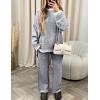 imageFlygo Sweater Sets Women 2 Piece Outfits Long Sleeve Pullover Sweater Tops Wide Leg Pants Lounge Set TracksuitsGrey