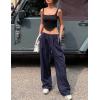 imageFlygo Track Pants Women Baggy Pants Y2k Cargo Pants Womens Spring Fashion Parachute Pant for WomenNavy