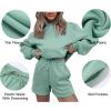 imageFlygo Women 2 Piece Tracksuits Outfits Fleece Oversized Jogging Suit Cropped Pullover Tops ShortsLight Green