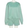imageFlygo Women 2 Piece Tracksuits Outfits Fleece Oversized Jogging Suit Cropped Pullover Tops ShortsLight Green