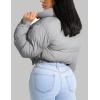 imageFlygo Women Cropped Quilted Puffer Jacket Winter Fashion Long Sleeve Bubble Short Down CoatGrey