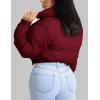 imageFlygo Women Cropped Quilted Puffer Jacket Winter Fashion Long Sleeve Bubble Short Down CoatWinered