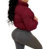 imageFlygo Women Cropped Quilted Puffer Jacket Winter Fashion Long Sleeve Bubble Short Down CoatWinered
