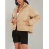 imageFlygo Women Lightweight Quilted Puffer Jacket Long Sleeve Zip Packable Down Jackets CoatKhaki