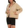 imageFlygo Women Lightweight Quilted Puffer Jacket Long Sleeve Zip Packable Down Jackets CoatKhaki