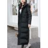 imageFlygo Women Maxi Down Coat Thickened Long Hooded Quilted Insulated Puffer Parka JacketBlack