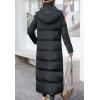 imageFlygo Women Maxi Down Coat Thickened Long Hooded Quilted Insulated Puffer Parka JacketBlack