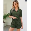 imageFlygo Women Two Piece Casual Outfits Y2K Loungewear Pleated Short Pants Button Down Shirt Streetwear SetsArmyGreenM