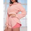 imageFlygo Women Two Piece Tracksuit Long Sleeves Sweatsuit Half Zip Crop Top Sexy Biker Shorts Jogging OutfitPinkXS