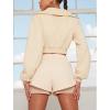 imageFlygo Women Two Piece Tracksuit Long Sleeves Sweatsuit Half Zip Crop Top Sexy Biker Shorts Jogging OutfitYellowS