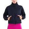 imageFlygo Womens 12 Zip Athletic Yoga Jacket Long Sleeve Active Pullover SweatshirtBlack