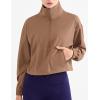 imageFlygo Womens 12 Zip Athletic Yoga Jacket Long Sleeve Active Pullover SweatshirtBrown