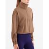 imageFlygo Womens 12 Zip Athletic Yoga Jacket Long Sleeve Active Pullover SweatshirtBrown