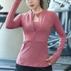 imageFlygo Womens 12 Zip Long Sleeve Workout Yoga Jacket Sports Shirt with Thumbhole PocketRed