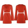 imageFlygo Womens 2 Piece Outfits Long Bell Sleeve Criss Cross Wrap Crop Top Mini Skirt SetRed