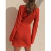 imageFlygo Womens 2 Piece Outfits Long Bell Sleeve Criss Cross Wrap Crop Top Mini Skirt SetRed
