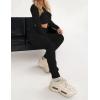 imageFlygo Womens 2 Piece Outfits Long Sleeve Zip Up Crop Hooded Sweatshirt Long Pants Tracksuit SetBlack