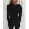 imageFlygo Womens 2 Piece Outfits Long Sleeve Zip Up Crop Hooded Sweatshirt Long Pants Tracksuit SetBlack