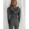 imageFlygo Womens 2 Piece Outfits Long Sleeve Zip Up Crop Hooded Sweatshirt Long Pants Tracksuit SetGrey