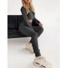 imageFlygo Womens 2 Piece Outfits Long Sleeve Zip Up Crop Hooded Sweatshirt Long Pants Tracksuit SetGrey