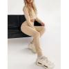 imageFlygo Womens 2 Piece Outfits Long Sleeve Zip Up Crop Hooded Sweatshirt Long Pants Tracksuit SetKhaki