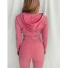imageFlygo Womens 2 Piece Outfits Long Sleeve Zip Up Crop Hooded Sweatshirt Long Pants Tracksuit SetPink