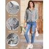imageFlygo Womens 34 Sleeve Striped Button Down Shirts Cropped Ruffle Hem Casual Collared Drop Shoulder Cotton Blouse Summer TopsBlack