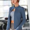 imageFlygo Womens Athletic Lightweight Fullzip Workout Running Yoga Jacket With Thumb HoleDark Blue