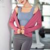 imageFlygo Womens Athletic Lightweight Fullzip Workout Running Yoga Jacket With Thumb HolePink