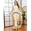 imageFlygo Womens Batwing Plaid Floral Printed Long Short Sleeves Maxi Dress Oversized Sleep Loungewear One Size Champange
