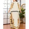 imageFlygo Womens Batwing Plaid Floral Printed Long Short Sleeves Maxi Dress Oversized Sleep Loungewear One Size Champange