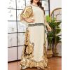 imageFlygo Womens Batwing Plaid Floral Printed Long Short Sleeves Maxi Dress Oversized Sleep Loungewear One Size Champange