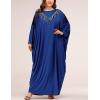 imageFlygo Womens Batwing Plaid Floral Printed Long Short Sleeves Oversized Maxi Dress Sleep Loungewear Tassel Royal Blue One Size