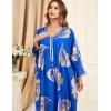 imageFlygo Womens Batwing Plaid Floral Printed Long Sleeve Oversized Maxi Dress Sleep LoungewearLeaf BlueOne Size