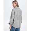 imageFlygo Womens Button Down Striped Shirt Casual Collared Cotton Oversized Long Sleeve Work Blouse TopsBlack