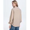 imageFlygo Womens Button Down Striped Shirt Casual Collared Cotton Oversized Long Sleeve Work Blouse TopsBrown