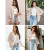 imageFlygo Womens Button Down Striped Shirt Casual Collared Cotton Oversized Long Sleeve Work Blouse TopsBrown