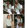 imageFlygo Womens Button Down Striped Shirt Casual Collared Cotton Oversized Long Sleeve Work Blouse TopsGreen