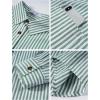 imageFlygo Womens Button Down Striped Shirt Casual Collared Cotton Oversized Long Sleeve Work Blouse TopsGreen