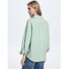 imageFlygo Womens Button Down Striped Shirt Casual Collared Cotton Oversized Long Sleeve Work Blouse TopsGreen