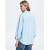 imageFlygo Womens Button Down Striped Shirt Casual Collared Cotton Oversized Long Sleeve Work Blouse TopsLight Blue