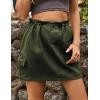 imageFlygo Womens Cargo Skirts Casual Drawstring Paper Bag High Waist Mini Skirt with PocketsArmy Green