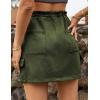 imageFlygo Womens Cargo Skirts Casual Drawstring Paper Bag High Waist Mini Skirt with PocketsArmy Green