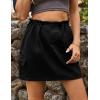 imageFlygo Womens Cargo Skirts Casual Drawstring Paper Bag High Waist Mini Skirt with PocketsBlack
