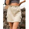 imageFlygo Womens Cargo Skirts Casual Drawstring Paper Bag High Waist Mini Skirt with PocketsKhaki