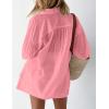 imageFlygo Womens Casual 2 Piece Outfits Puff Sleeve Button Down Blouse High Waisted Shorts SetPink