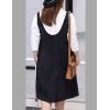 imageFlygo Womens Casual Loose Midi Long Corduroy Pinafore Overall Dress SkirtBlack