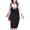 imageFlygo Womens Casual Loose Midi Long Corduroy Pinafore Overall Dress SkirtBlack