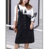 imageFlygo Womens Casual Loose Midi Long Corduroy Pinafore Overall Dress SkirtBlack